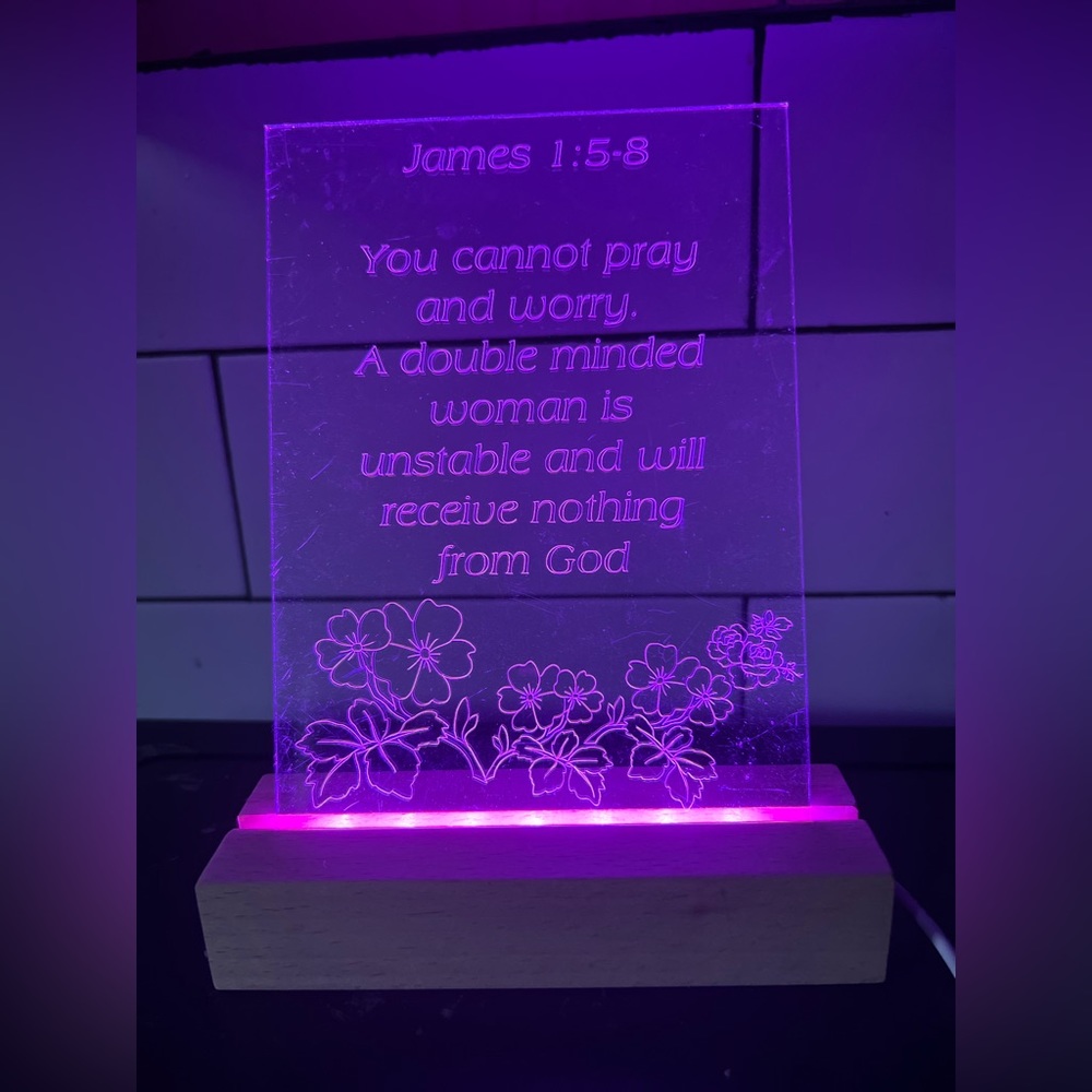 Inspirational LED multi color acrylic bible quote